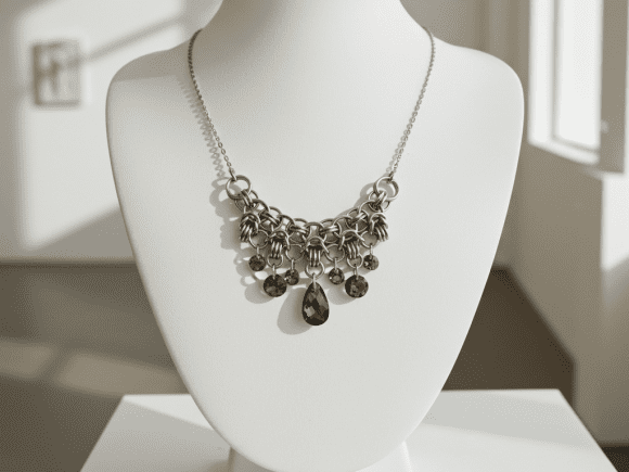 Metallic Crystal Statement Necklace