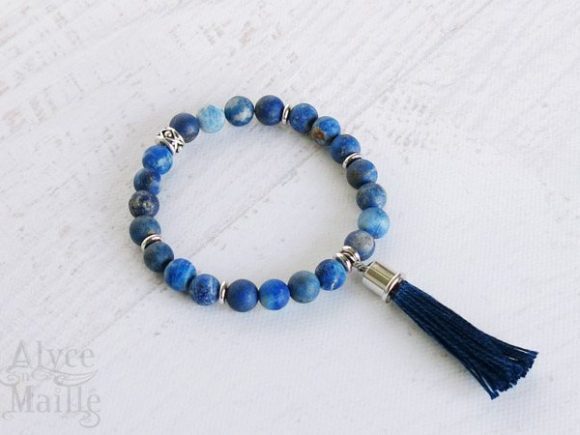 Matte Denim Lapis Gemstone Bracelet