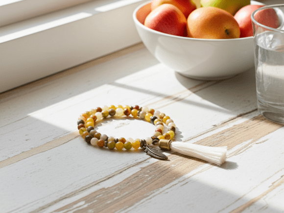 Flower Jade Gemstone Bracelet Set