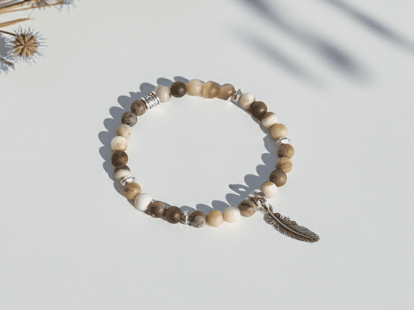 Petite Matte Wood Opalite Gemstone Bracelet
