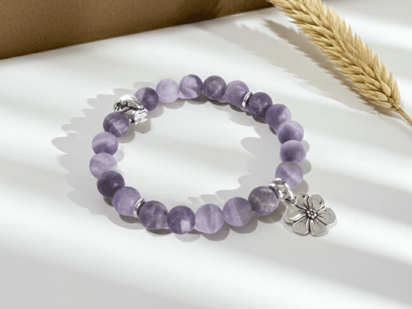 Matte Dog Teeth Amethyst Gemstone Bracelet