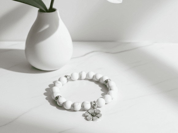 Matte White Howlite Gemstone Bracelet