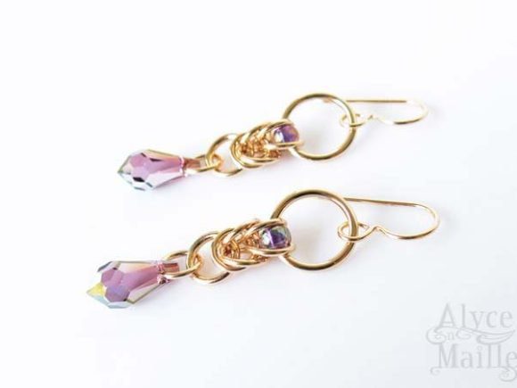 Nora’s Lilac Crystal and Gold Earrings as seen on The Vampire Diaries