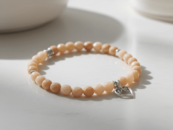Diamond Cut Peach Moonstone Gemstone Bracelet