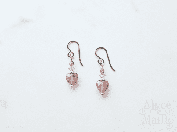 Strawberry Quartz Heart Earrings